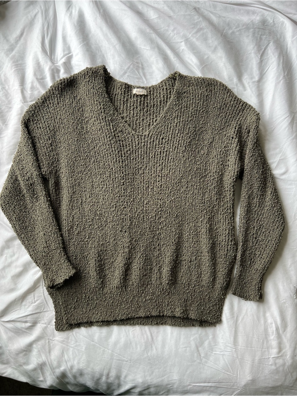 debut Olive Green V-Neck Knit Sweater